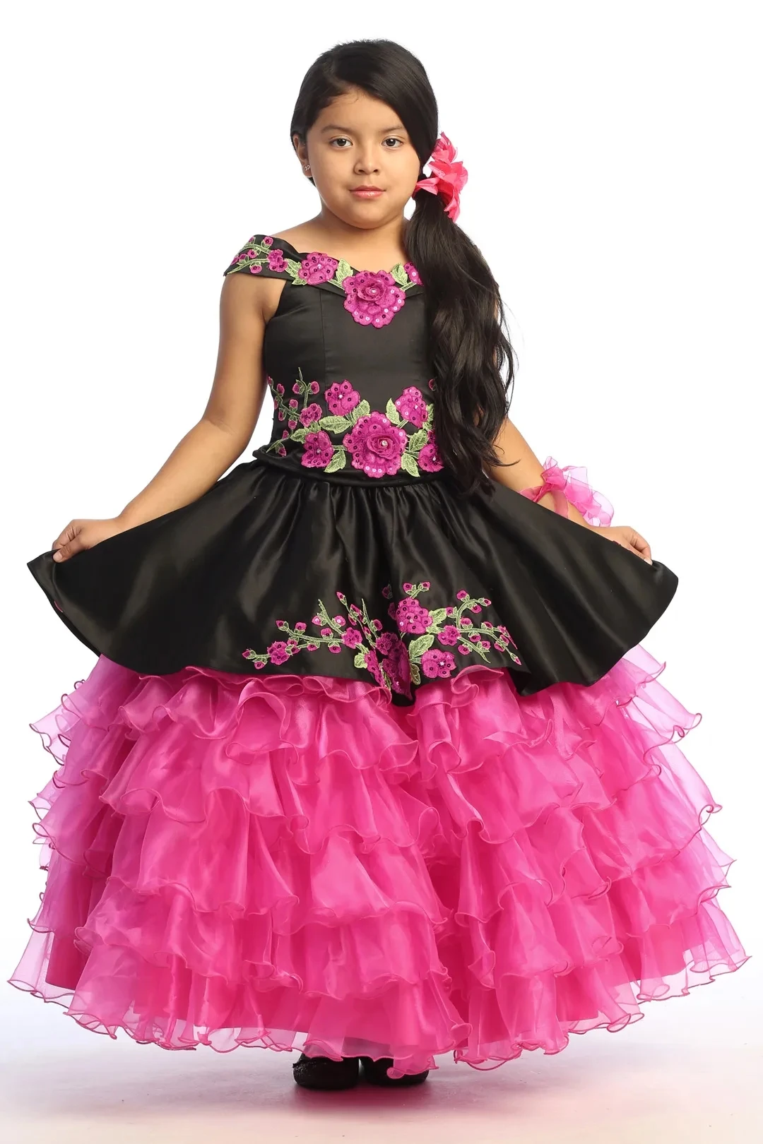 Mini Quinceanera Dresses Mexican Ball Gown Organza Appliques Flower Girl Dresses For Weddings Charro Pageant Dresses Baby