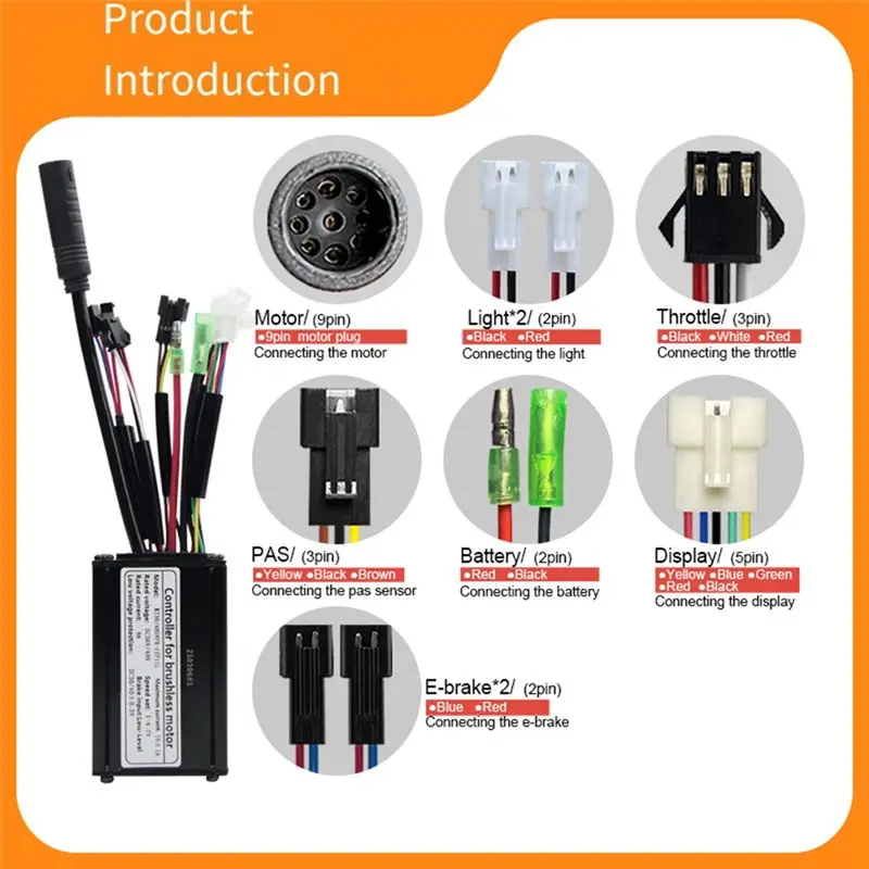 A74E-Electric Bicycle KT Controller 36V 48V 16A KT KT-16A E-Bike Sine Wave Controller E-Bike Controller