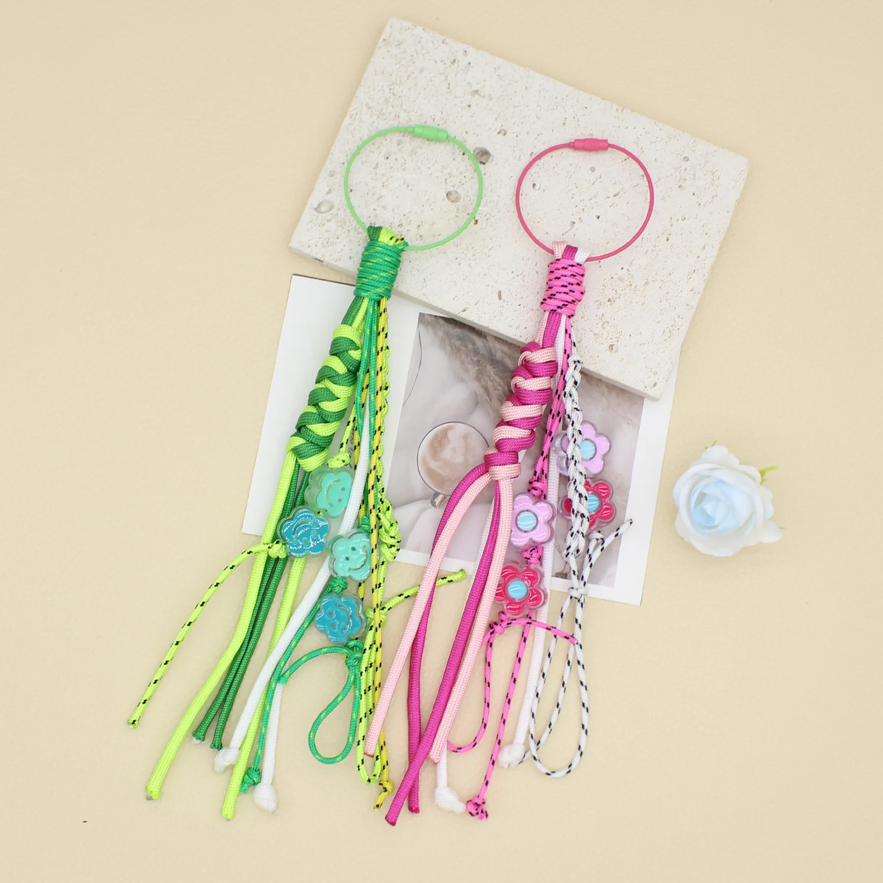 braided keychain Bag Pendant Creative Nylon Woven Pendant Rope Charms Backpack Pendant Accessories Gift
