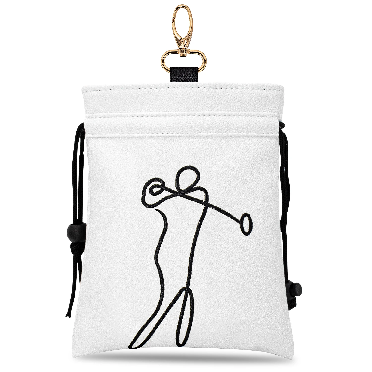 1PC White Golf Swing Line Art Design Golf Bag with Drawstring Closure, Portable & Durable Faux PU Storage Bag