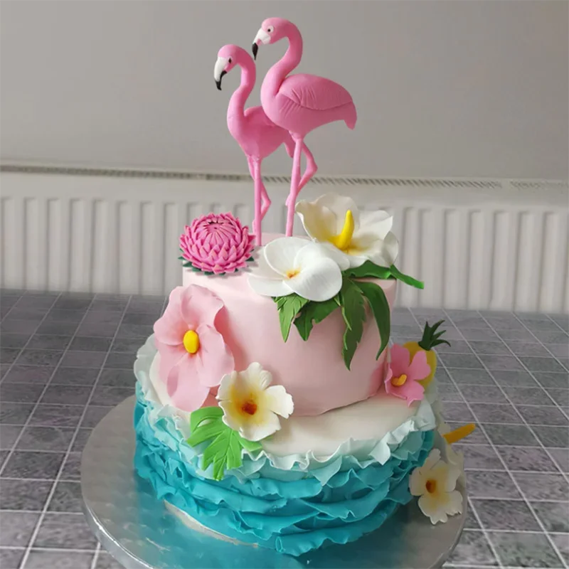 8CM Fashion Flamingo Cake Topper Tropic Party Summer Girl Birthday Wedding Decor Flamingo Gifts Hawaii Hawaiian Party Decoration