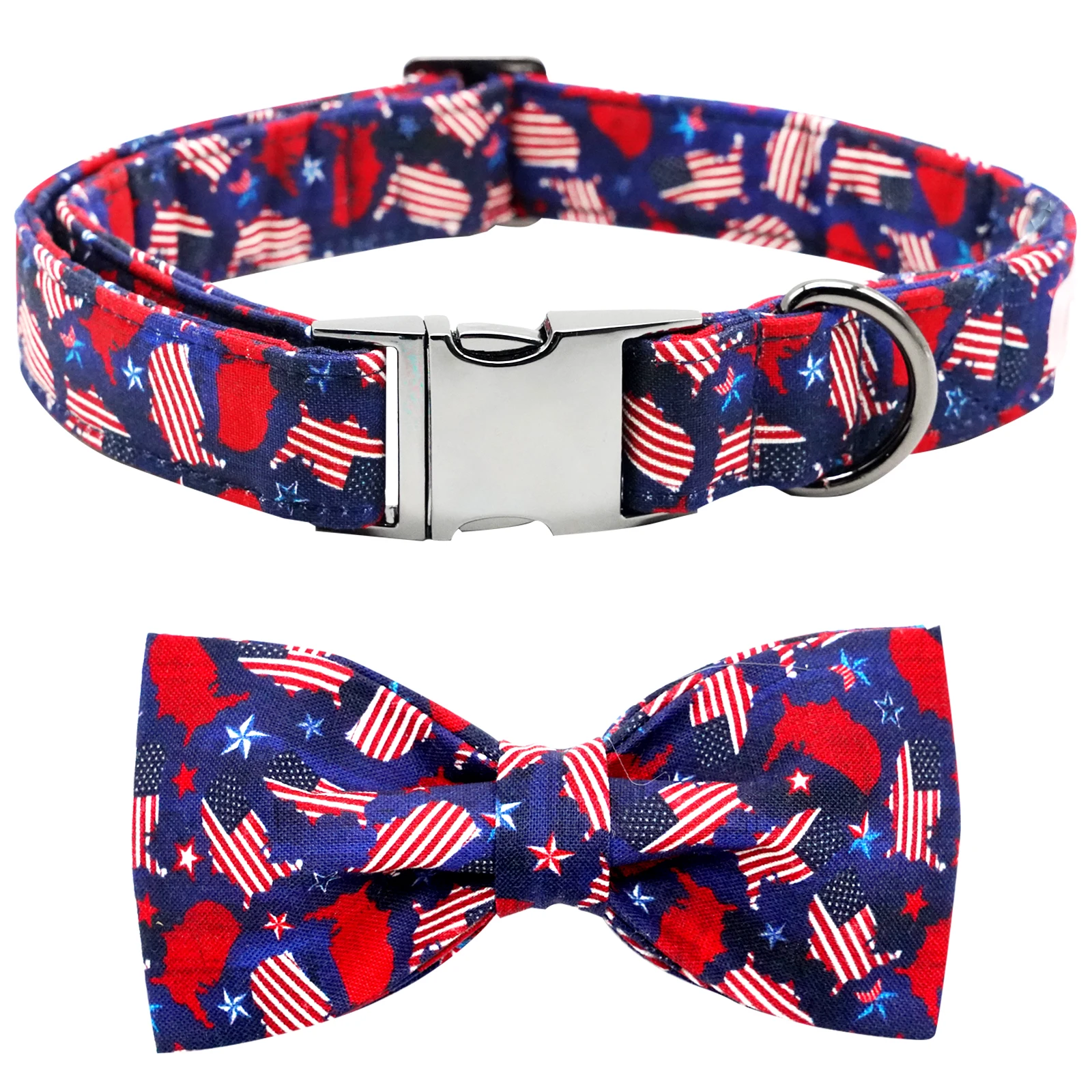 Independence Day Dog Collar, Patriotic 4th of July Dog Collar Bowtie Dog Collar Pet Collar Bow Tie Collar for Dogs Adjustable Do