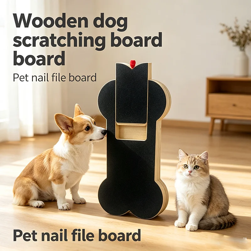 Wooden Dog Nail Scratch Board With Pull Out Hidden Treat Box Pet Nail File Paw Grinding Scratcher Pad Interactive Grooming Toy