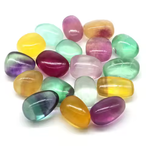 Colorful Fluorite Tumbled Stone Natural Healing Crystal Reiki Bulk Gem Quartz Energy Mineral Specimen Aquarium Garden Home Decor