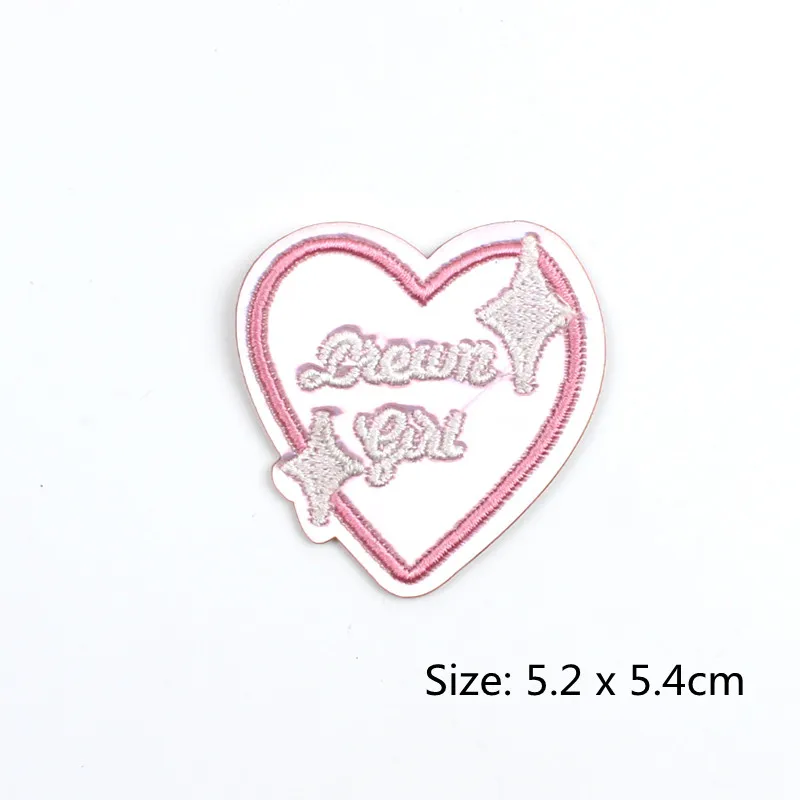 10pcs Cartoon Pink Dream Girl Patches Iron On Stickers For Clothes DIY Fabric Appliques Sew On Clothing Jackets Clothing Badge