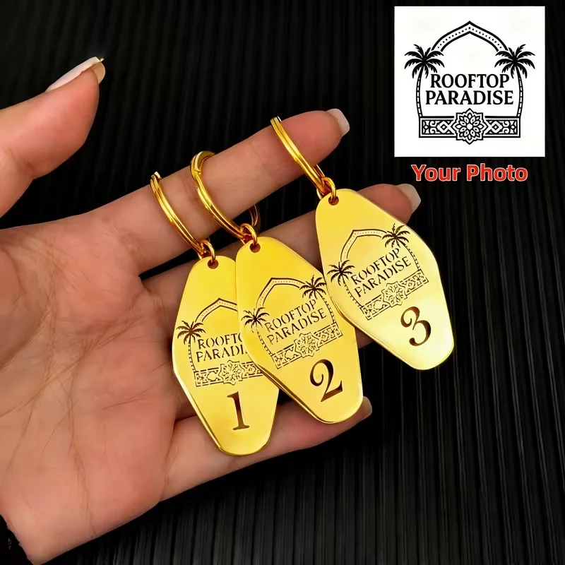 

Custom Hotel Metal Keychain Personalized Logo Digital Hollow Stainless Steel Keyring Jewelry 2026 New Wholesale Dropshipping