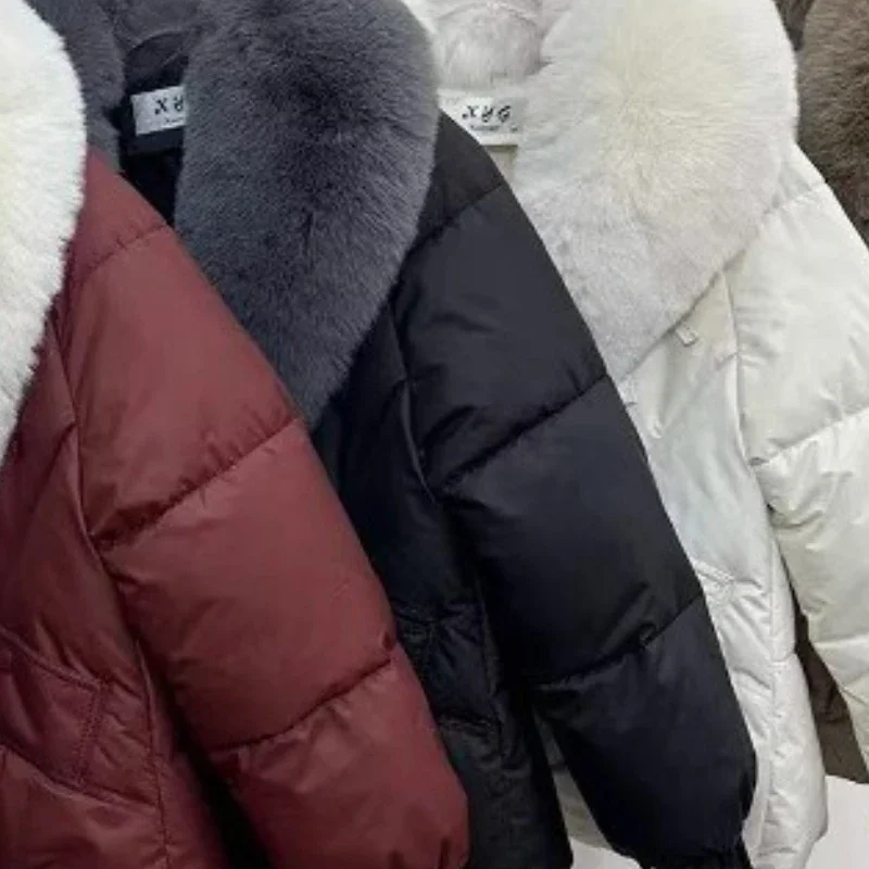 Luxury Women's Winter Tops Jacket Cotton Coat Fur Collar Thickened Warm Niche Design Simple Advanced Comfortable Brand Fashion