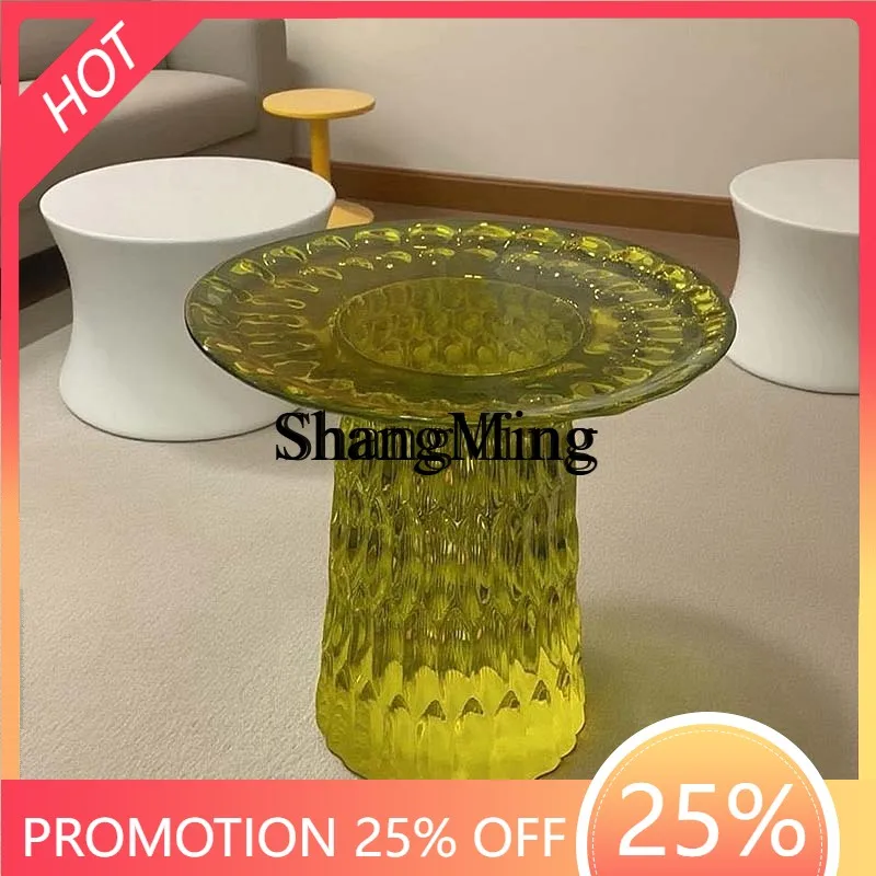 

FG good-looking Transparent Resin Sofa Side Table Sofa Living Room Bedroom Hall Villa Fashion Casual Small Coffee Table