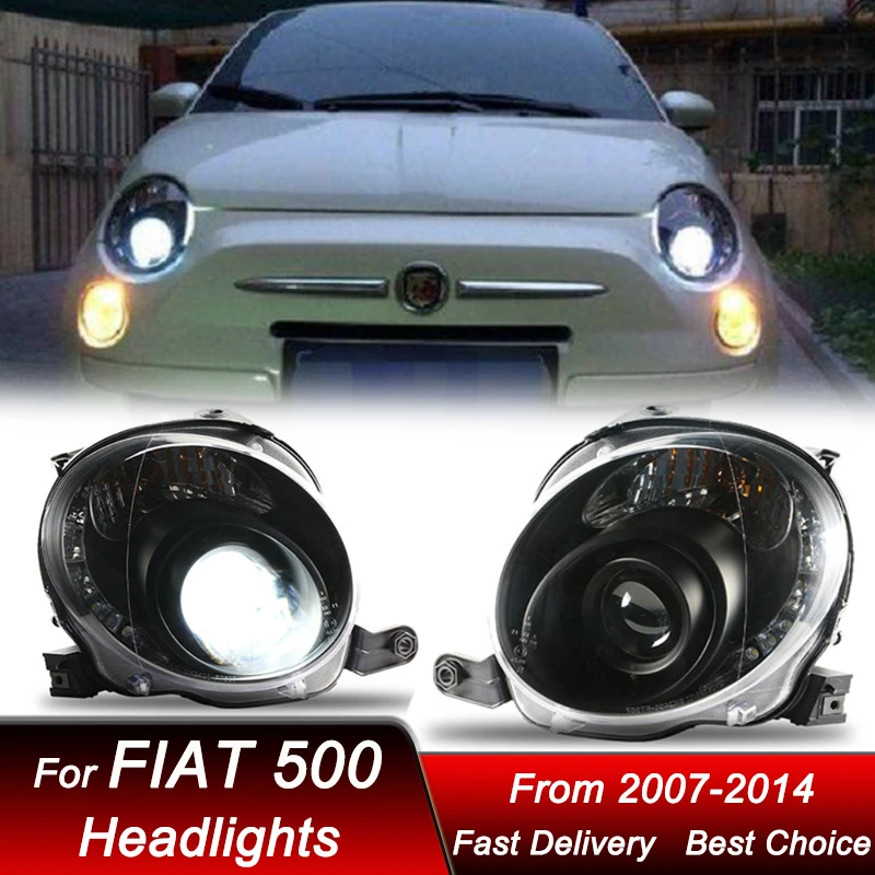 

Стильные светодиодные фары для FIAT 500 07-14, комплект для модернизации с линзами-проекторами, сертифицированные EMARK DOT.