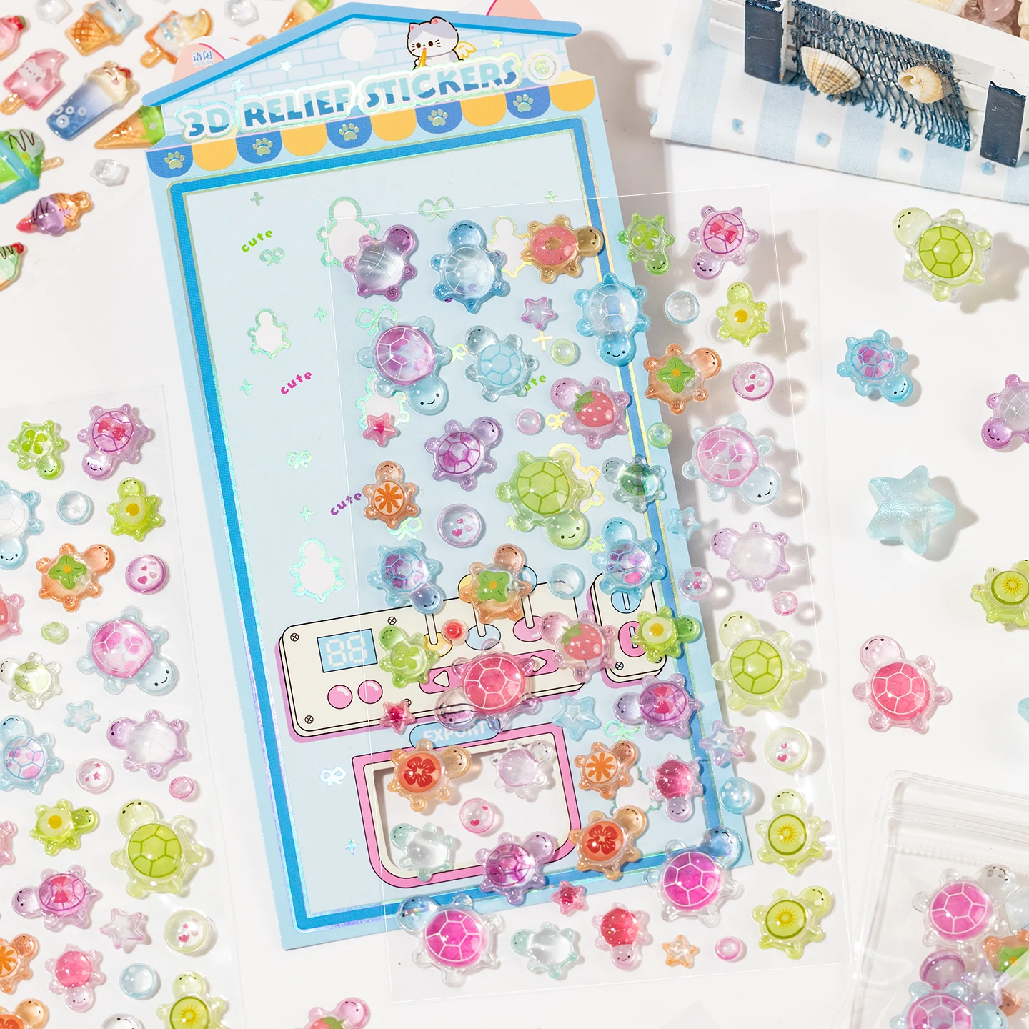 1 PC Sweet Candy Party Kawaii 3D Relief Dropping Adhesive Stickers Creative Decoration DIY Handmade Cute Stationery Stickers