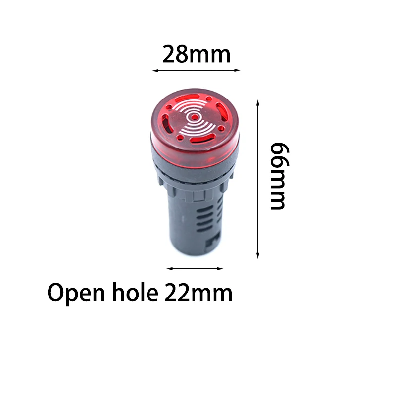 10Pcs AD16 22mm Industrial LED Signal Light with Buzzer Alarm -Color Red/Green/Yellow DC12V DC 24V AC 220V for Control Panel