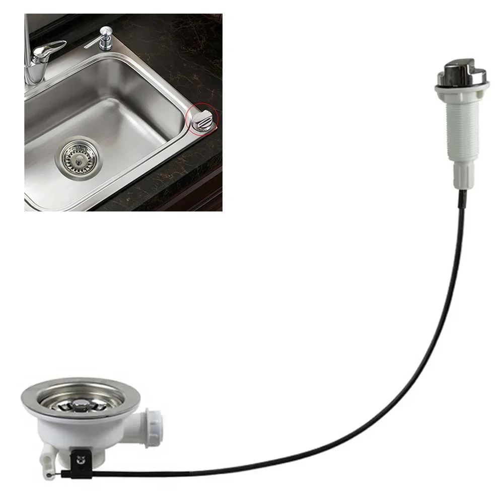 

For Sink Drain Strainer With Cable Controller Vegetable Washing Basin Knob Control Drain Kitchen Sink Sewer Filter Water Drainer