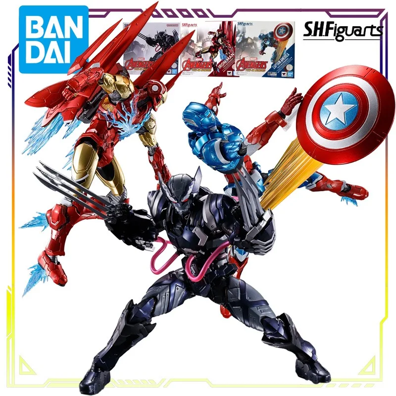 

BANDAI Original Mobile Avengers S.H. Figuarts Mobile Avengers Venom Symbiotic Wolverine Action Figure Model Toys Gifts for Boys