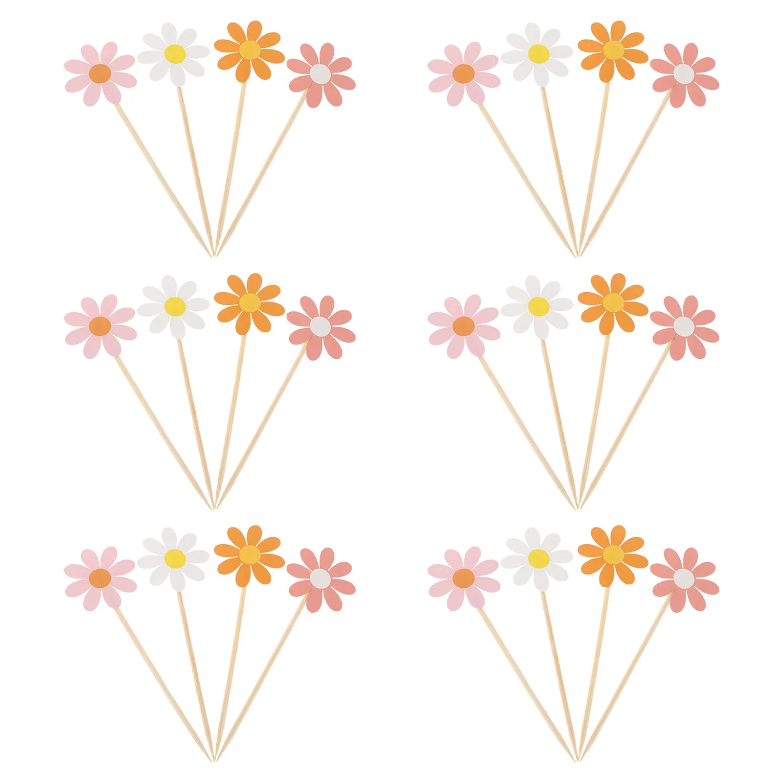 

40pcs Cake Decoration Inserts Artificial Daisy Flowers Dessert Table Wedding Birthday Party Mini Floral Cupcake Toppers Cake