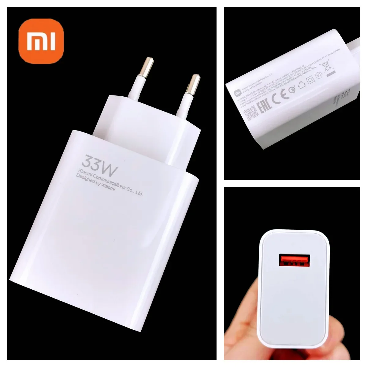 Original Xiaomi 33w Phone charger Turbo Fast Charge EU Adapter For POCO X5 M5S X3 F3 M3 M4 Pro Redmi Note 13 12 12S 10 11 9