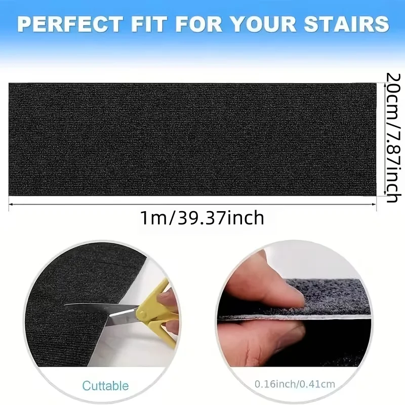 1PC 20X100cm Non-Slip Stair Treads Set with Edge Protectors - Peel & Stick Wood Step Pads for Indoor Stairs