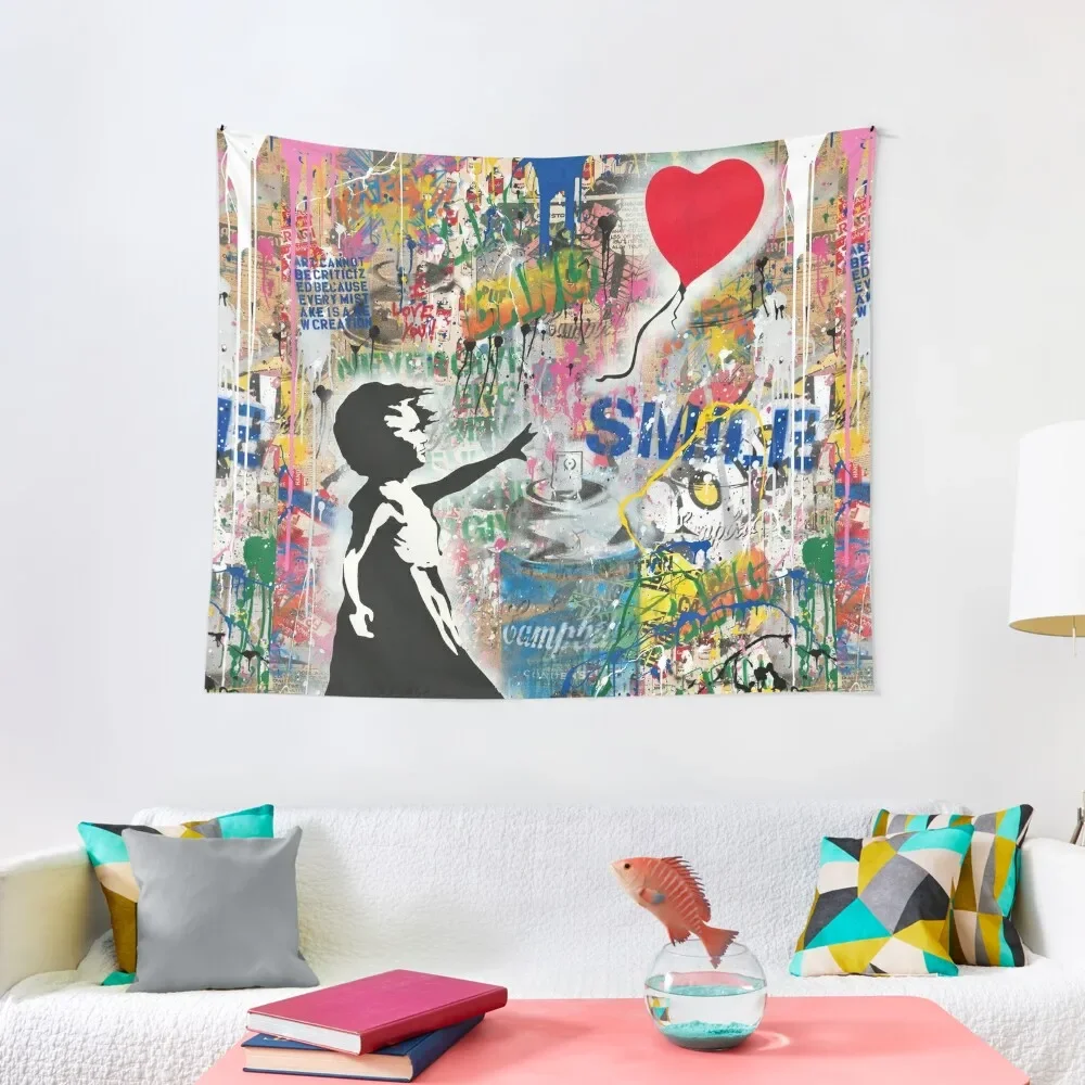 

Balloon Girl Street Art Mashup Tapestry Carpet Wall Room Decoration Accessories Decoration For Rooms Tapestry