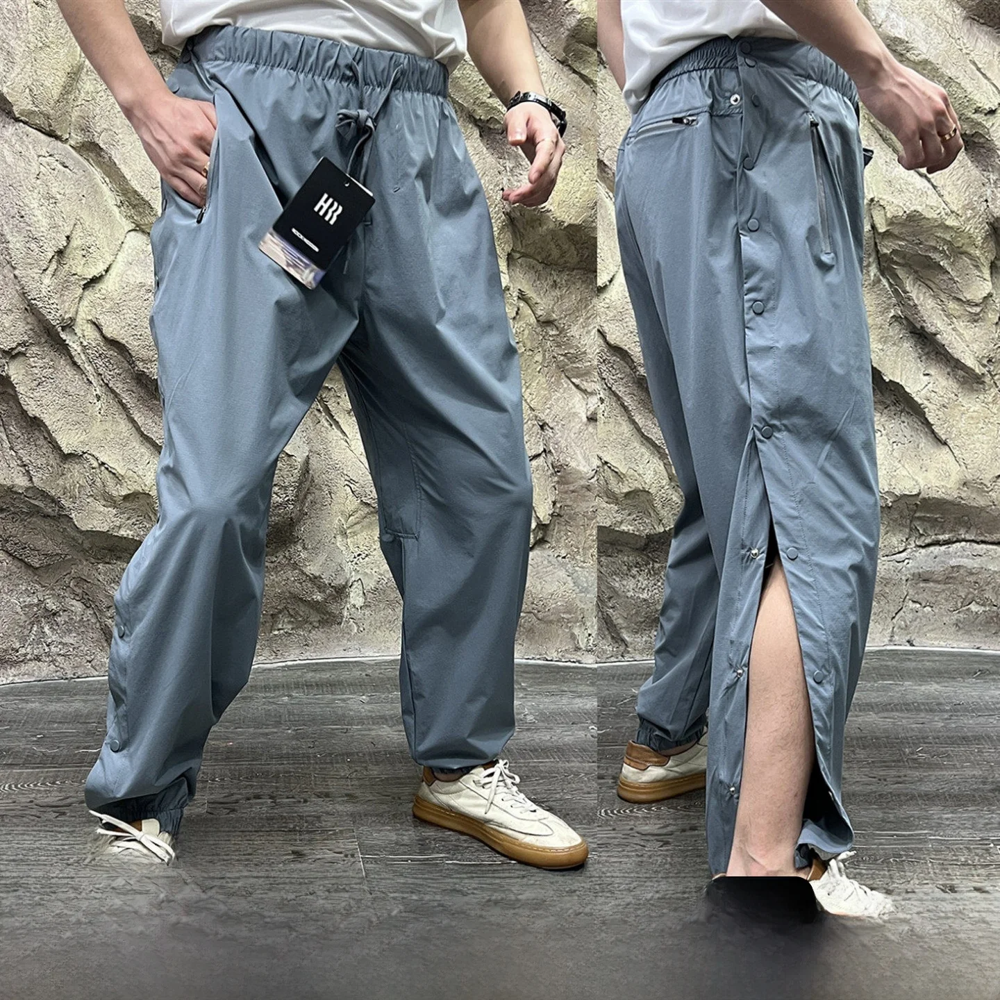 

Outdoor Men's Sporty Long Pants Quick Dry Breathable Cuffed Leisure Straight Leg Pants with Pockets Polyester Fiber Summer Wear