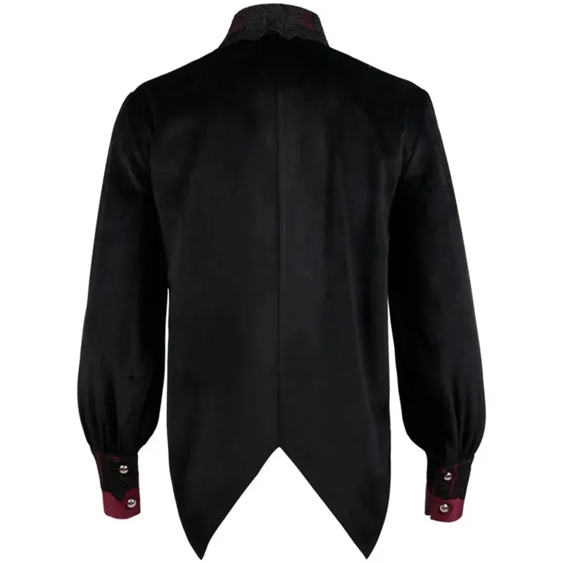 Men's Black Ruffled Medieval Pirate Long Sleeve Shirts Vampire Renaissance Victorian Steampunk Gothic Mascw;3'f,6;t.8'