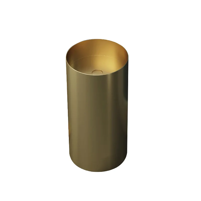 

Nordic gold floor-to-ceiling wash basin 304 stainless steel column basin Bar bathroom integrated wash basin