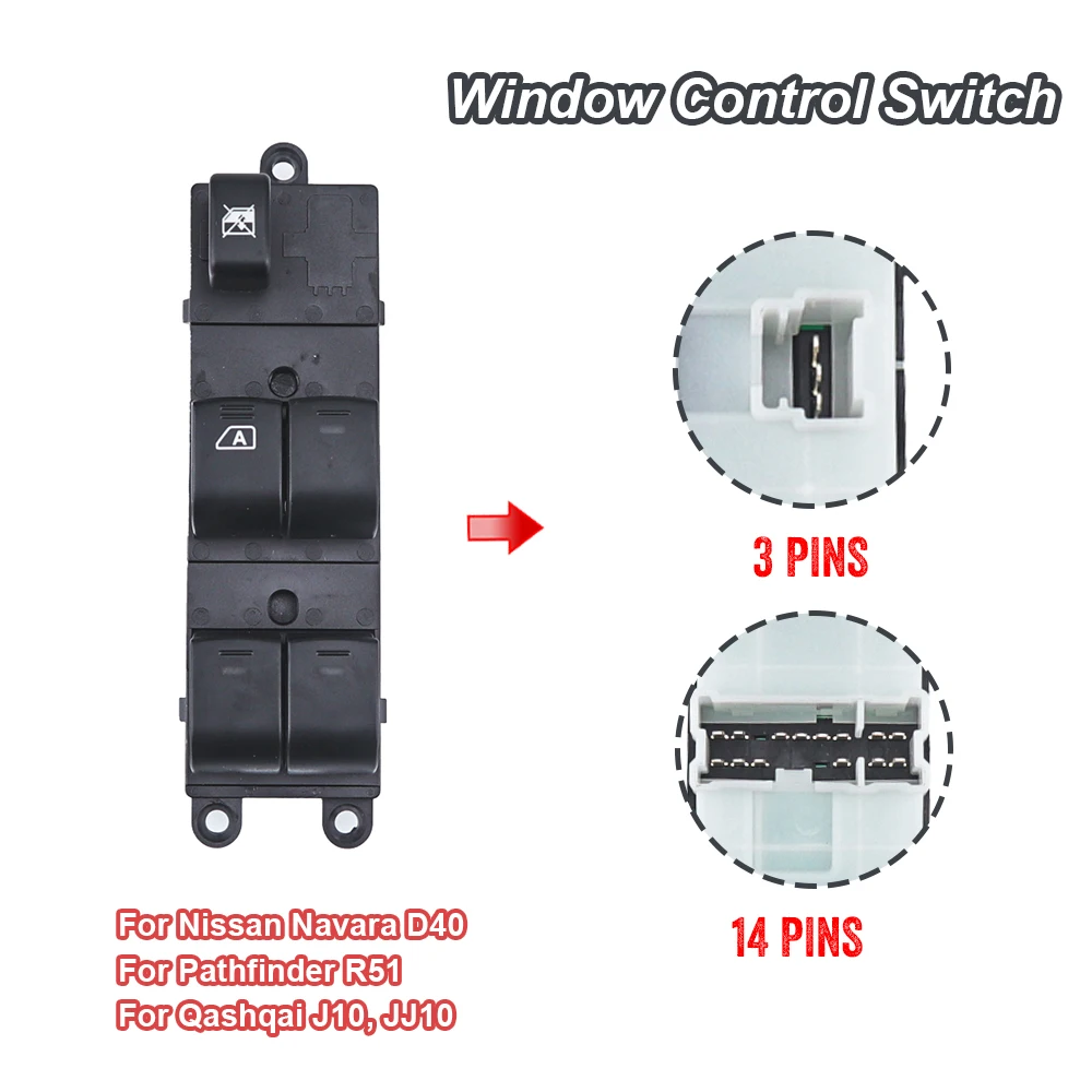 Electric Power Master Window Switch For Nissan Qashqai J10 2.0 dCi 4WD Navara D40 Vehicles 25401JD001 25401-EB30B 25401BB60B