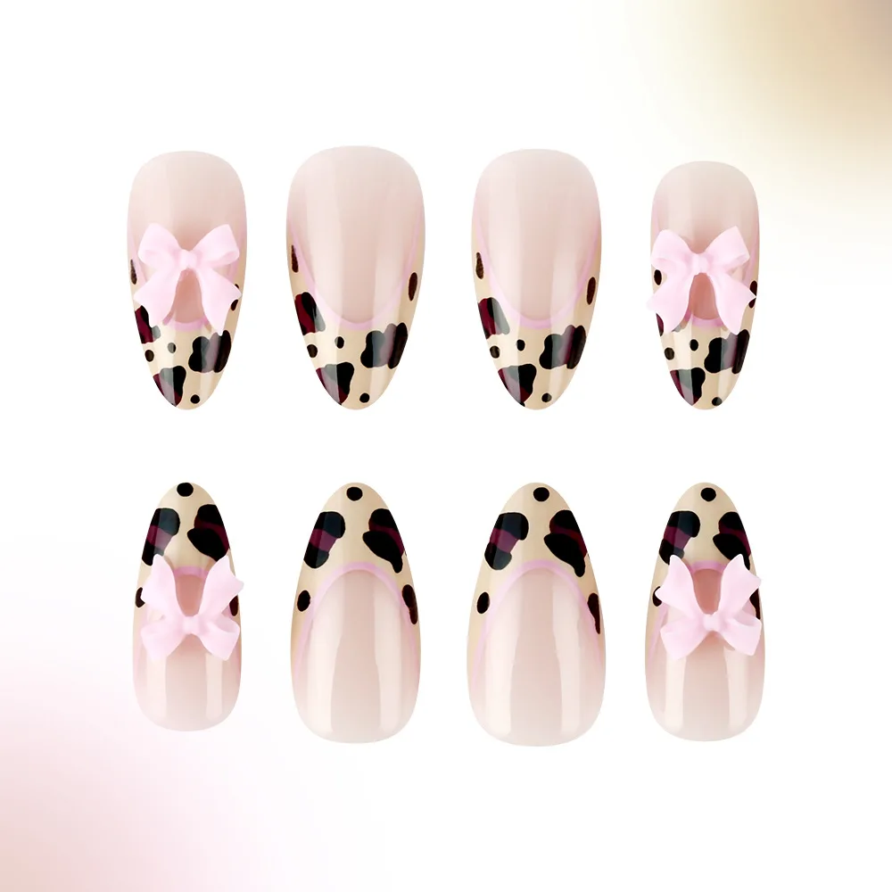 24pcs French Style False Nails Blush Pink Almond Press On Nails Carving Flower Gold Diamond Design Fake Nail Ballerina Manicure