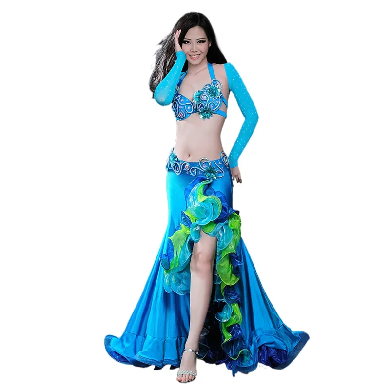 2024 Woman Belly Dance Costume Suit Adult High-end Sexy Hip Big Dress Performance Costume 8053