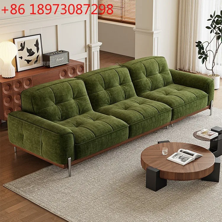 Living room small apartment sofa Italian minimalist antique green chenille sofa