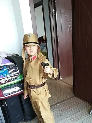 Vintage japoński żołnierz Cotumes dla mężczyzn i dzieci tradycyjny japoński mundur wojskowy Cosplay zabawny kostium na Halloween