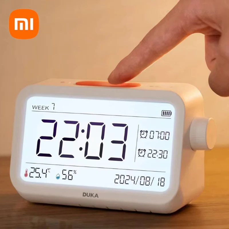 Xiaomi DUKA Electronic LCD Digital Alarm Clock Multi-functional Large Screen Time Temperature Humidity Display Table Wall Clock