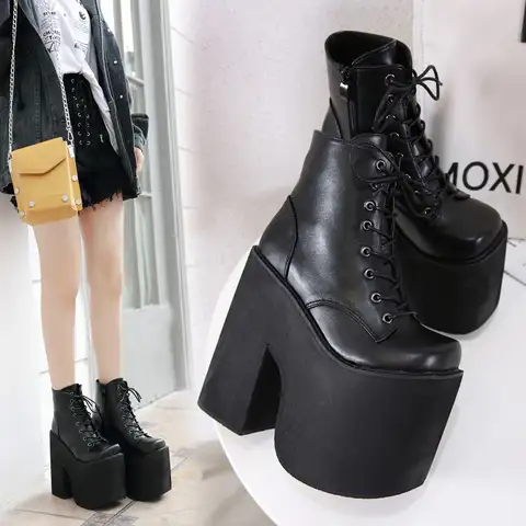 Large size shoes 2025 fashion new hate sky high 17 cm stage DJ performance women same nightclub coarse heel boots 43
