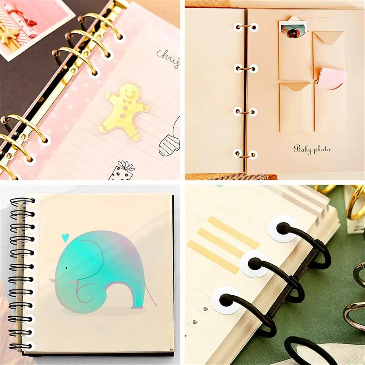 ABJY 2500 szt. Samoprzylepne białe naklejki wzmocniające dziury, naklejki wzmocniające dziury po dziurkaczu o średnicy 1/4 cala do szkoły i biura