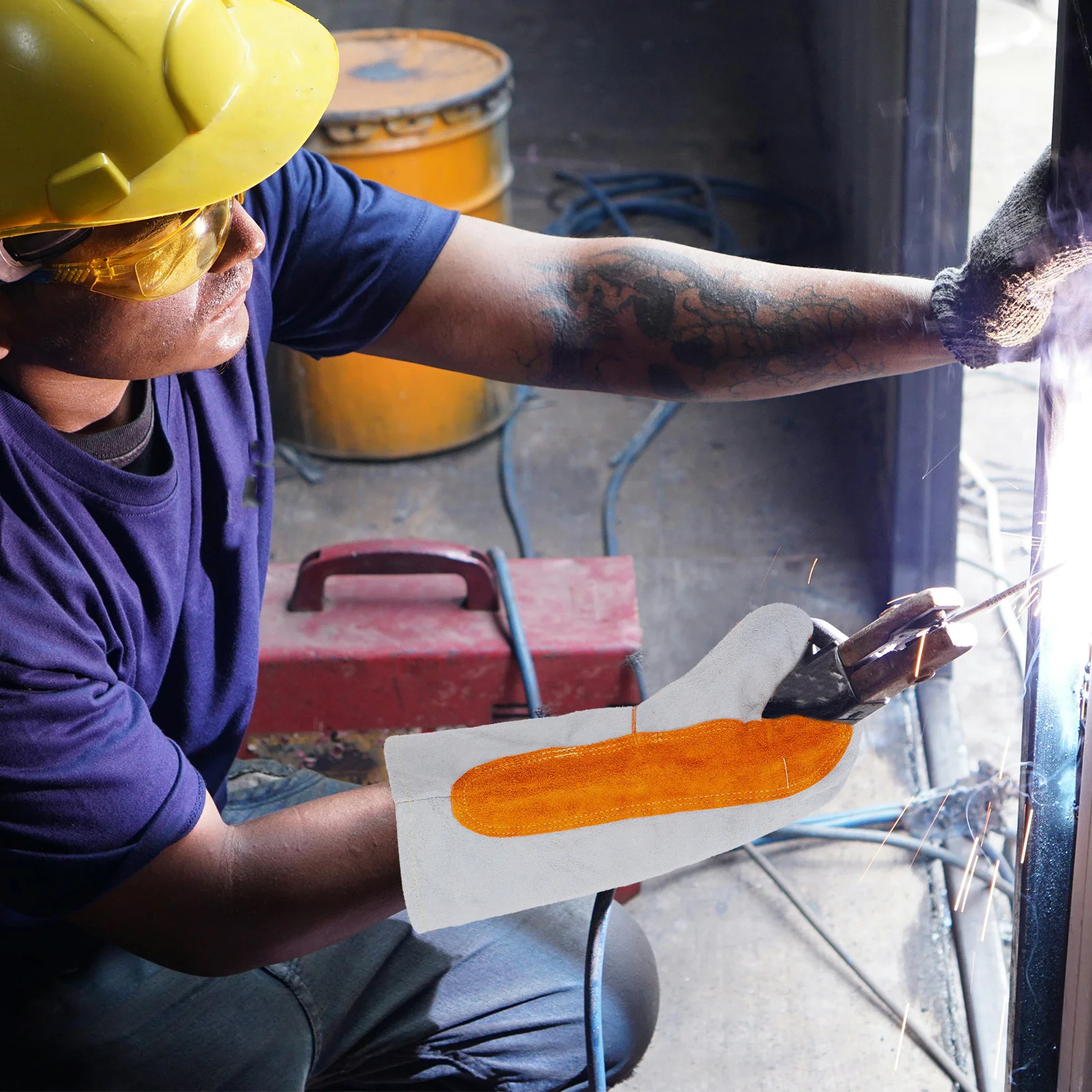 

1Pair Welders Gloves Professional Grade Heat Resistant Protection Extended Length for Forearm Safety in High Temperature