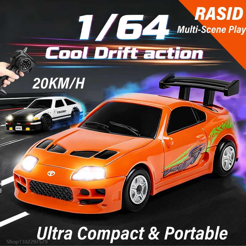Mini Coche de Carreras RC a Escala 1:64, 2.4Gh-Gyro, Control Remoto Profesional, Alta Velocidad, Turbo, Juguete de Carreras, Regalo de Cumpleaños para Niños