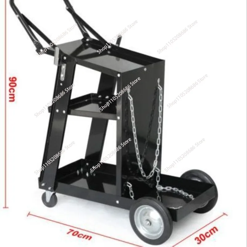 4-Wheel Welding Machine Tool Trolley with Handle, Flat Hardware Storage Cart