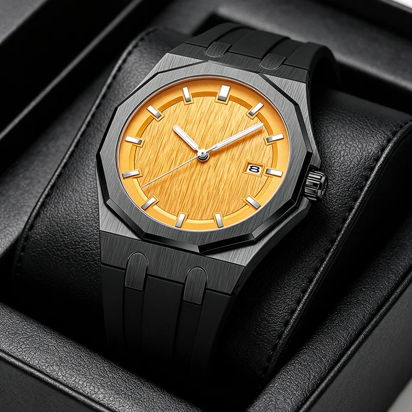 Luxury Men's Watch 30M Waterproof Colorful Dial Quartz Wristwatch Silicone Strap Business Casual Original Man Watch Reloj Hombre