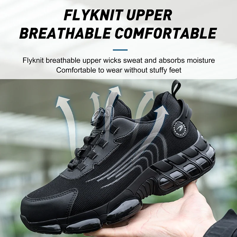 Rotating Button Safety Shoes Men Work Sneakers Indestructible Shoes Puncture-Proof Protective Shoes Work Boots Steel Toe Shoes