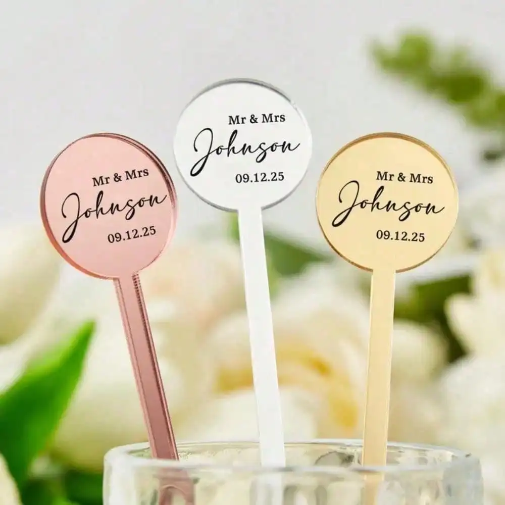 Aliexpress 30/50/100/200 Pieces of Personalized Round Drink Stirrers for Wedding Favors, Bachelor Parties, Cocktail Stirrers, Baptism Drink Decorations - Aliexpress Deal