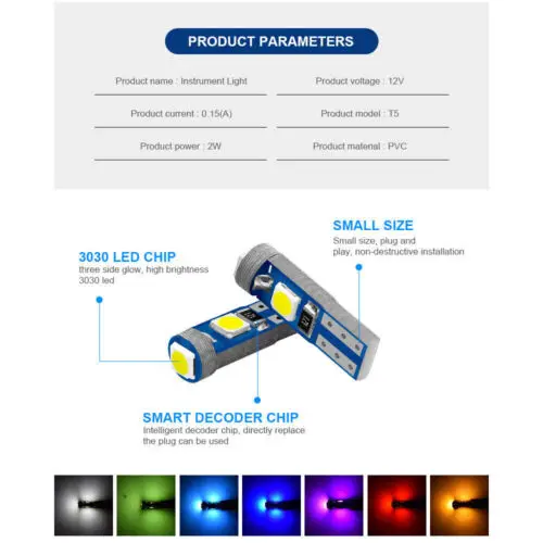 20-100X T5 szuper Helga 3 SMD 3030 ledes glassockel lampe tachobeleuchtung farben