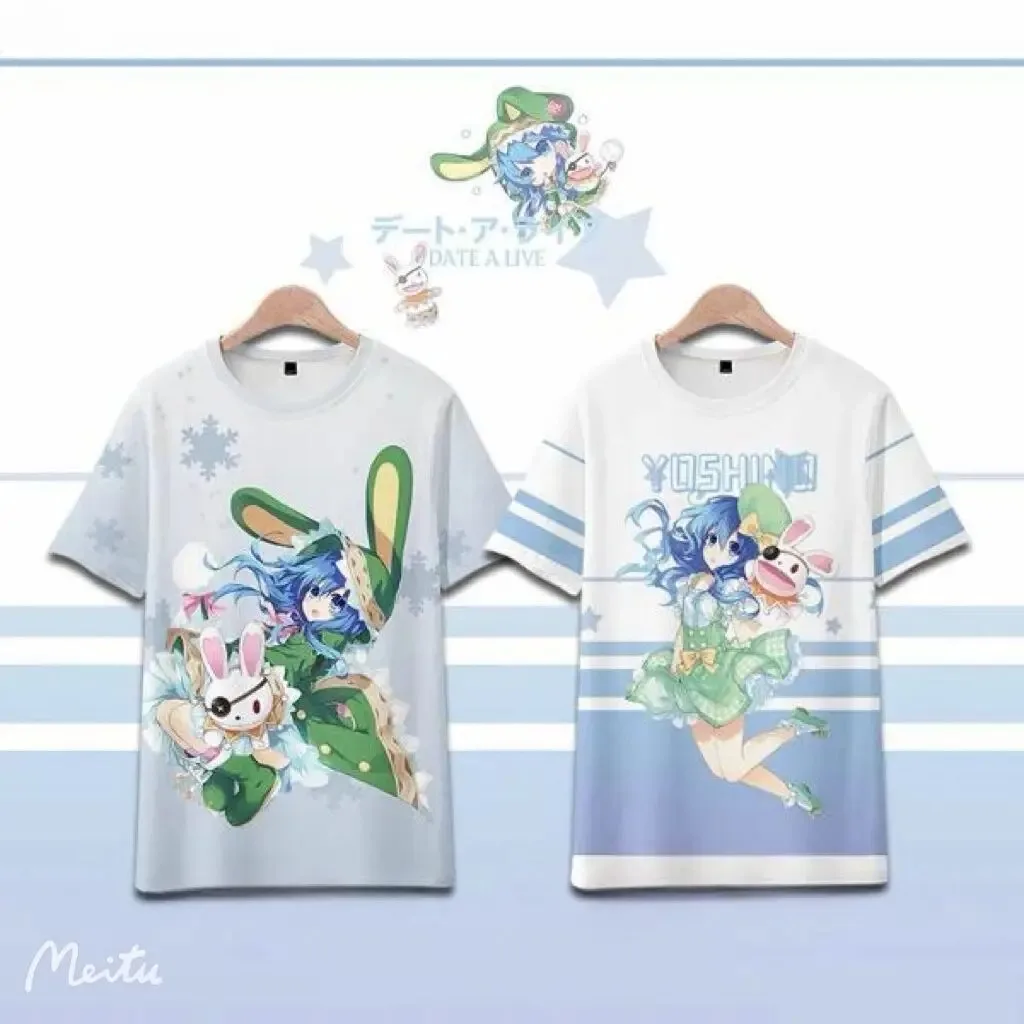 

Японское аниме data um ao vivo himekawa yoshino 3d camiseta Summer moda em torno do pescozo манга curta популярная уличная одежда plus