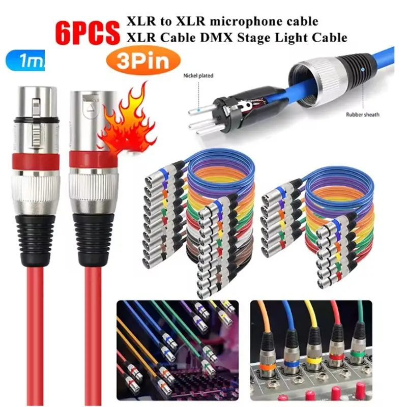 A33T 1M XLR Cable 3Pin Male to Female Stage Light Cable for Microphone Mixer Speaker DMX512 Audio Signal