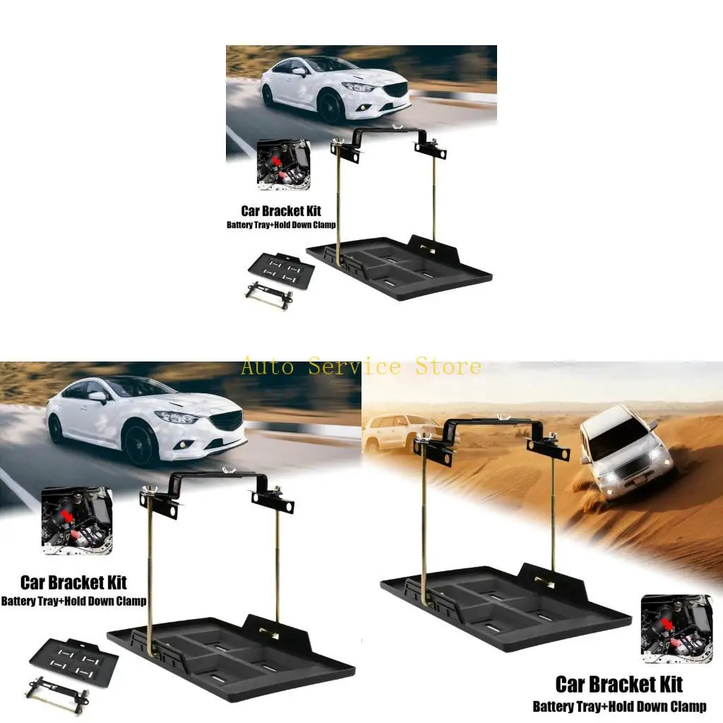 

462A Secure Car Battery Holder with Antislip Design Universal Battery Tray Holder Easy Installation for Vehicle
