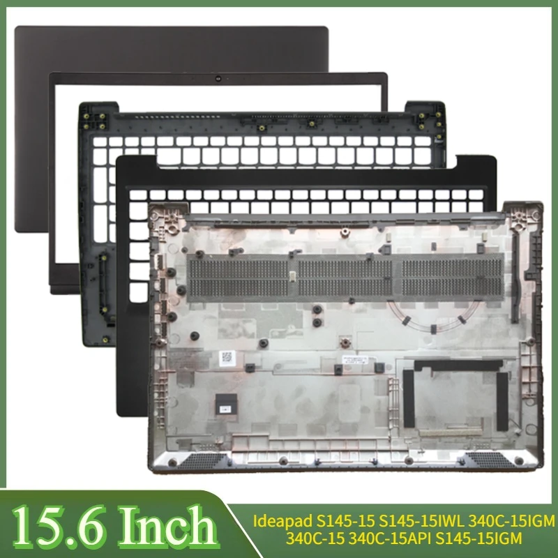 Cubierta Trasera LCD de 15.6 Pulgadas para Portátil Ideapad S145-15 340C-15 S145-15IWL 340C-15IIL S145-15API S145-15IGM, Bisel y Reposamanos Inferiores