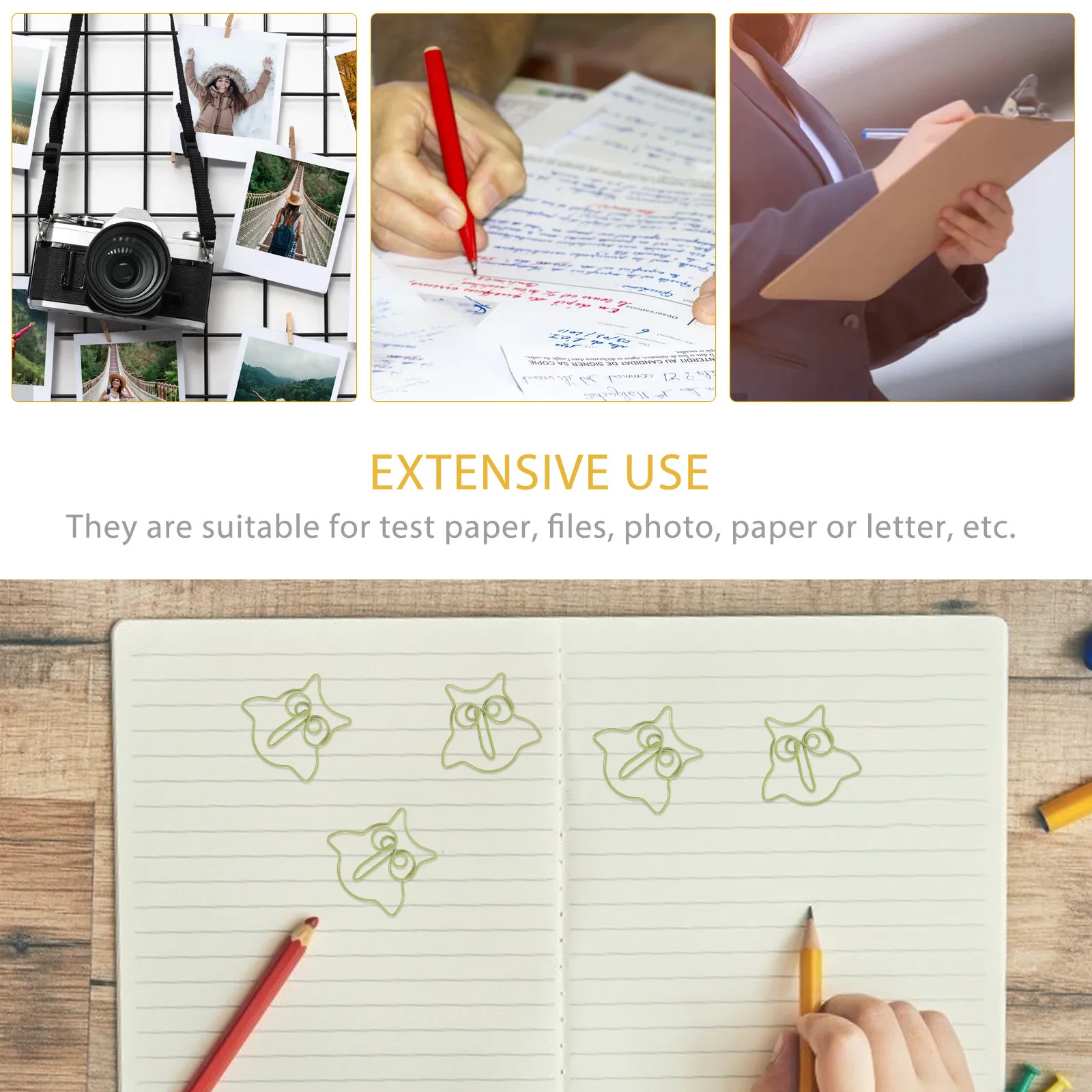 50Pcs Adorable Cartoon Owl Paper Clips Multi Function Animal Bookmarks Clips Cute Paperclips for Notes Envelopes Calendars