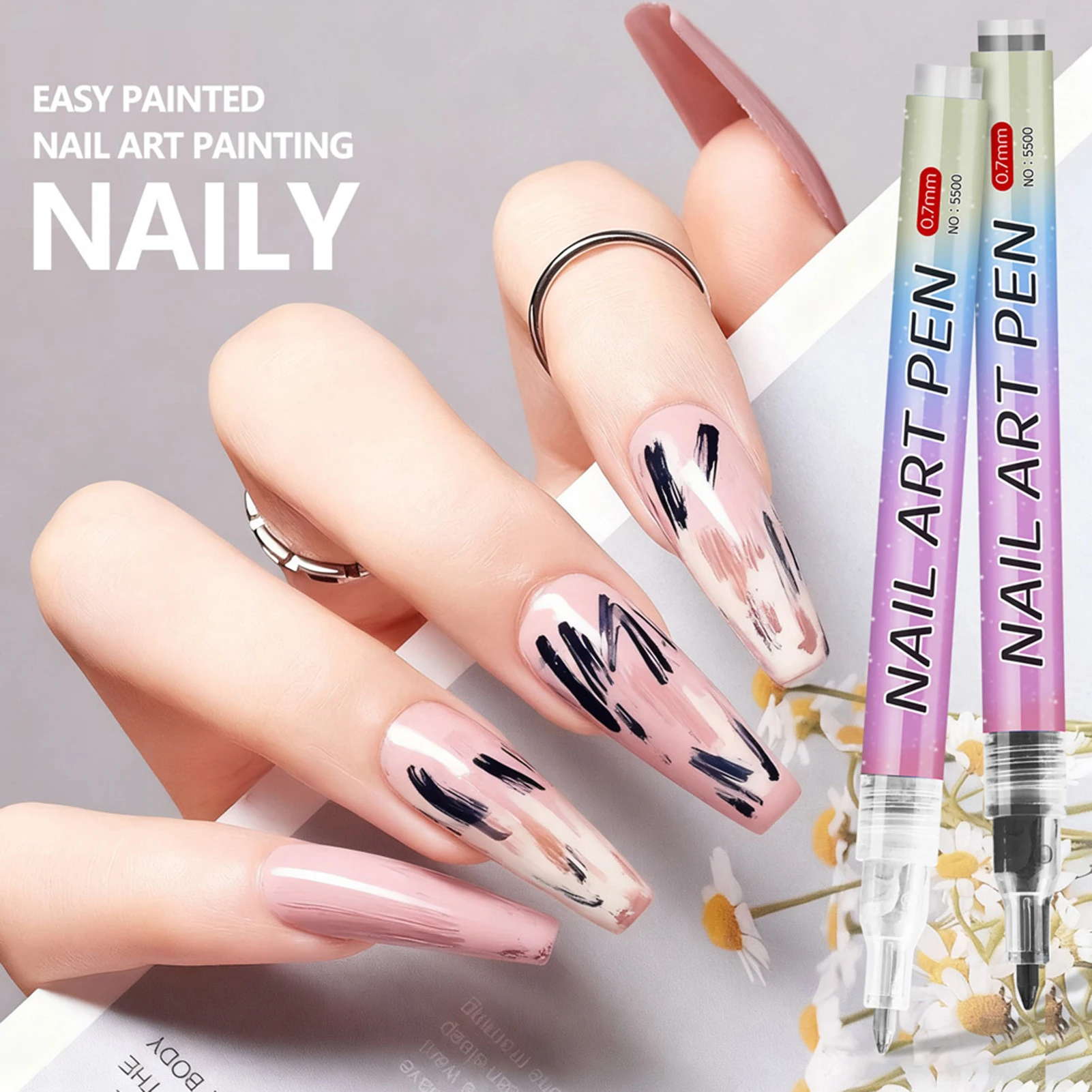Zestaw pisaków do zdobienia paznokci, wodoodporny, z cienką końcówką do żelu akrylowego, paznokci UV, do samodzielnego projektowania.