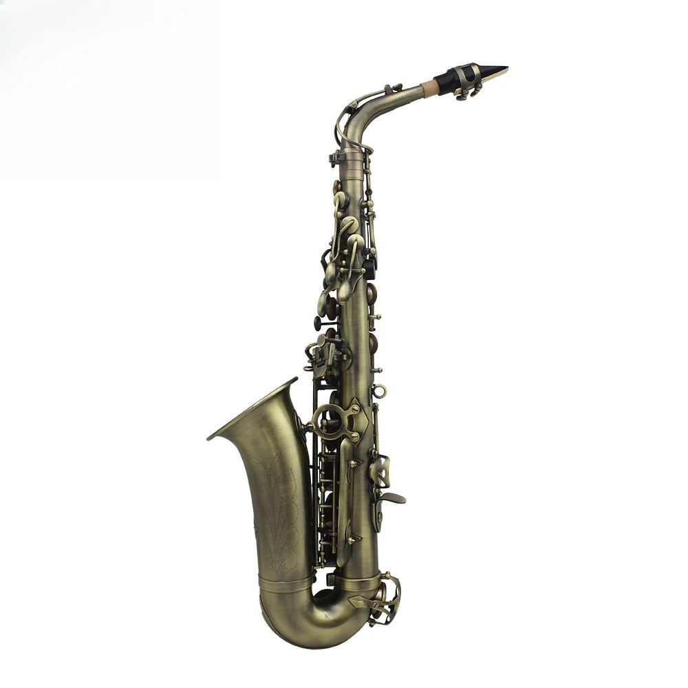 E Flat Alto Saxophone, Bronze Body, Abalone Shell Keys, Antique Finish, Professional Wind Instrument