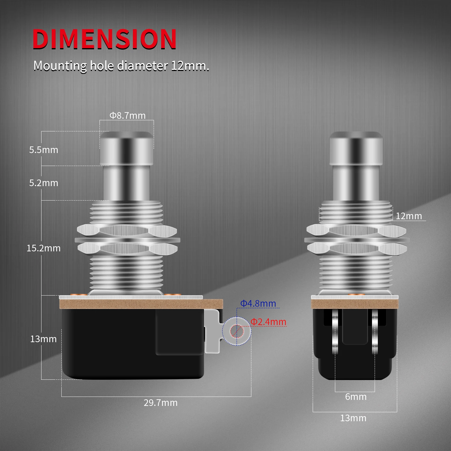 10 pz momentaneo Soft Touch interruttore a pedale SPST normalmente aperto 2 PIN Stomp Box pulsante interruttore a pedale per pedale effetto chitarra