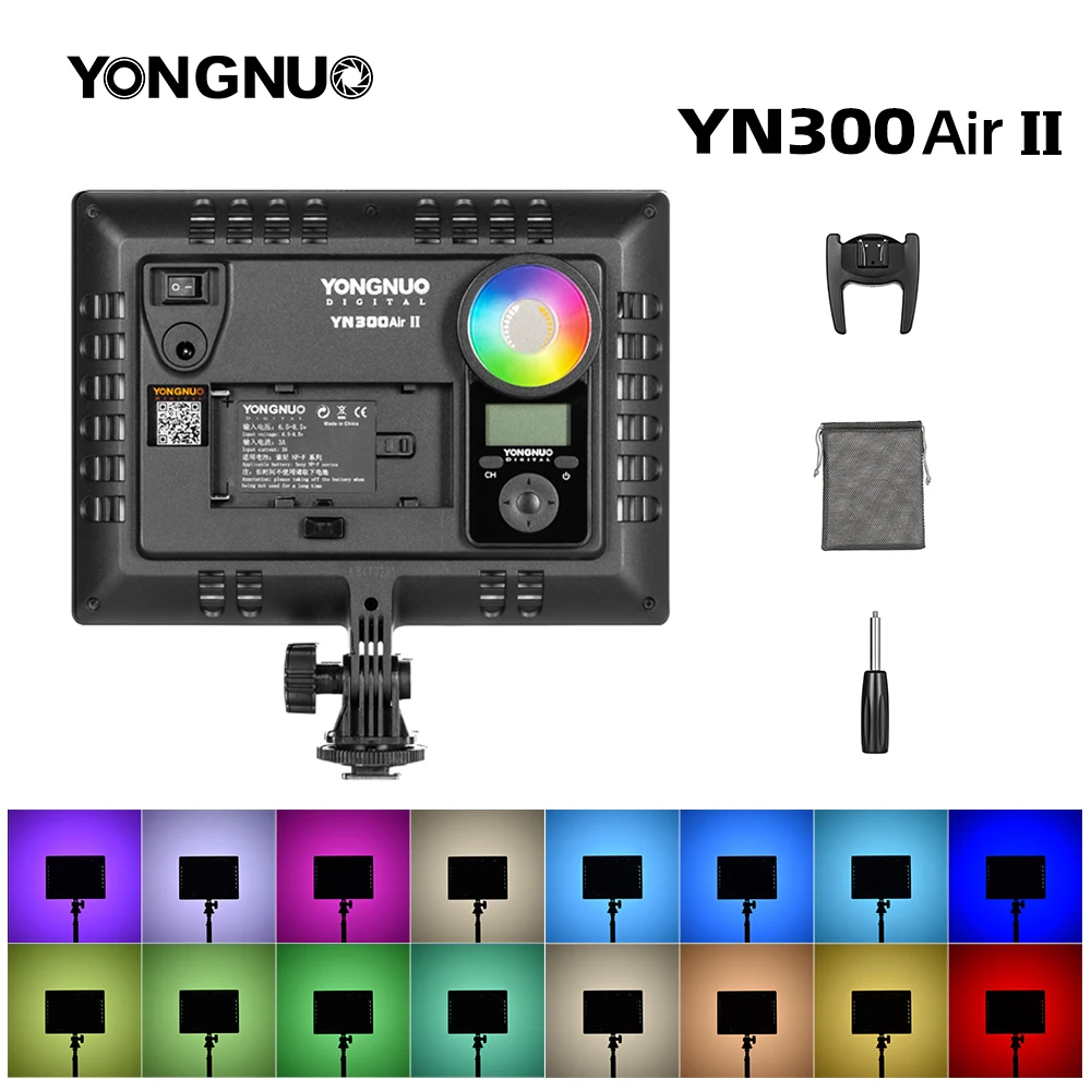 Yongnuo YN300AIR II 사진 LED 필 라이트, RGB 풀 컬러 조명, 초박형 카메라, 라이브 야외 촬영, 부드러운 조명