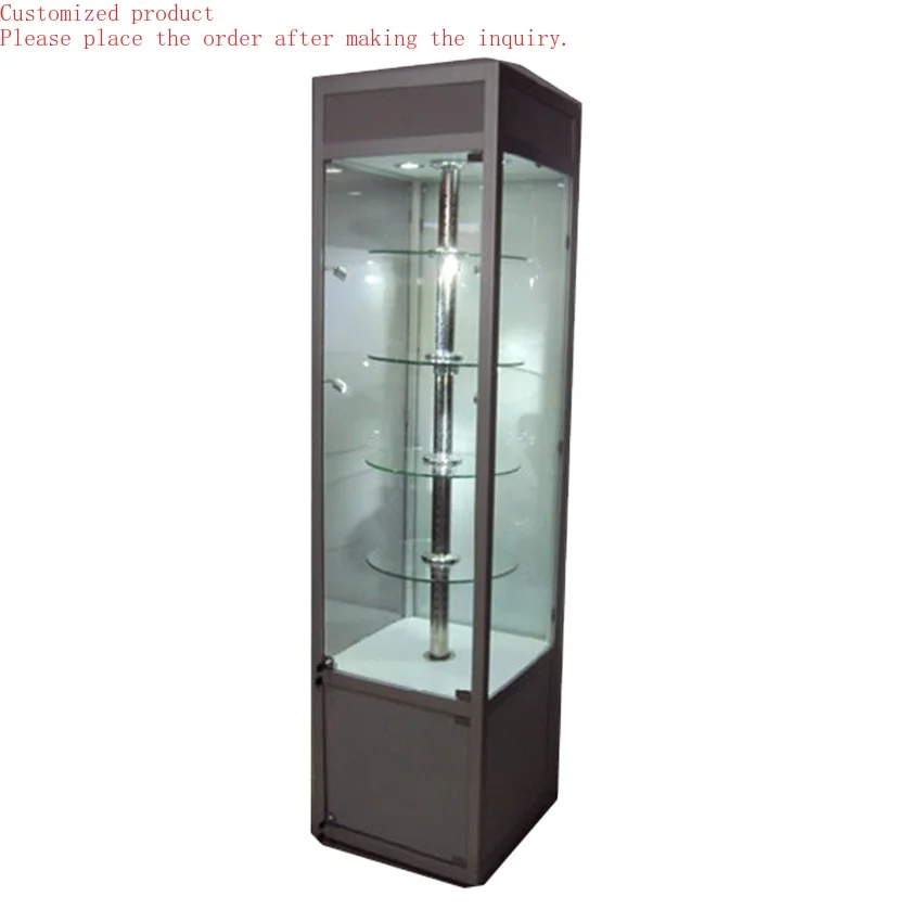 

Custom.Factory Wholesale Glass Standing Rotating Wrist Watch Accessory Display Cabinet Showcase with Lock
