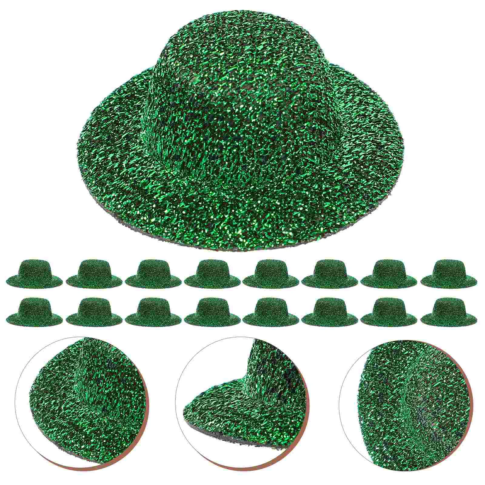 20 Pcs Mini Hat Decoration Jazz Ornament Caps Dolls House Accessories Dark Green Fine Colored Cloth Tiny